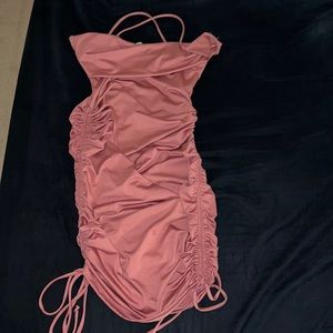 Rose colored scrunched up fashion nova dress